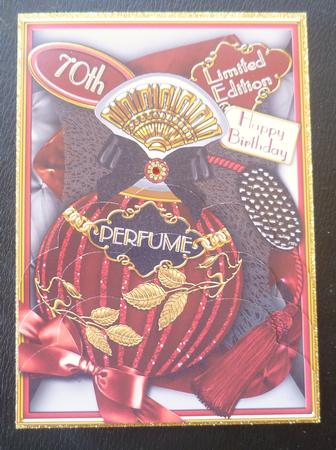 Burlesque Perfume 70th Birthday 7x5in Scallop Bottom Stacker by Charlie Angel