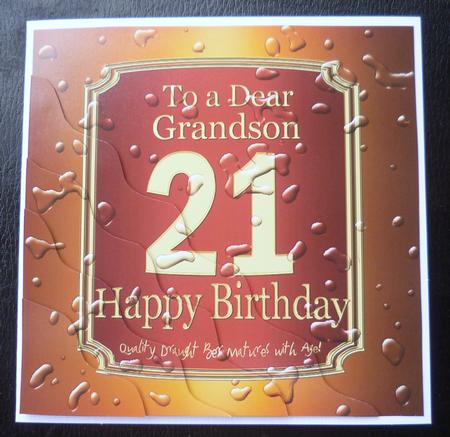 21st Birthday Grandson Beer Label Wavy Corner Side Stacker by Charlie Angel