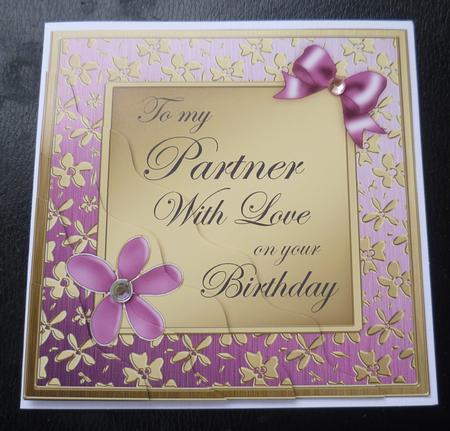 Floral Elegance Birthday My Partner Wavy Corner Stacker by Charlie Angel