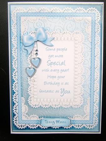 A5 Birthday, Lace and Pearls Quick Card with 3D Decoupage by Charlie Angel