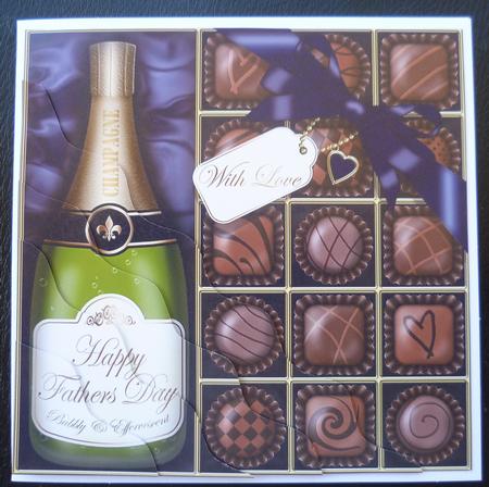 Fathers Day Champers N Chocs Wavy Corner Side Stacker Topper by Charlie Angel