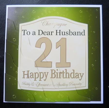 21st Birthday Husband Champagne Label Wavy Corner Side Stack by Charlie Angel