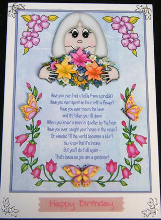 Gardener's Question Time - Card Front with Decoupage by Charlie Angel