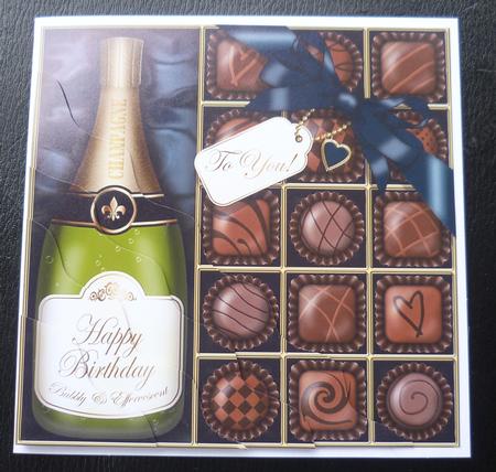 Birthday Champers N Chocs Wavy Corner Side Stacker Topper by Charlie Angel
