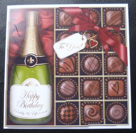 Birthday Champers N Chocs Wavy Corner Side Stacker Topper by Charlie Angel