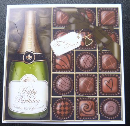 Birthday Champers N Chocs Wavy Corner Side Stacker Topper by Charlie Angel