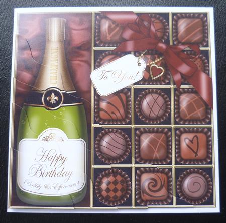 Birthday Champers N Chocs Wavy Corner Side Stacker Topper by Charlie Angel