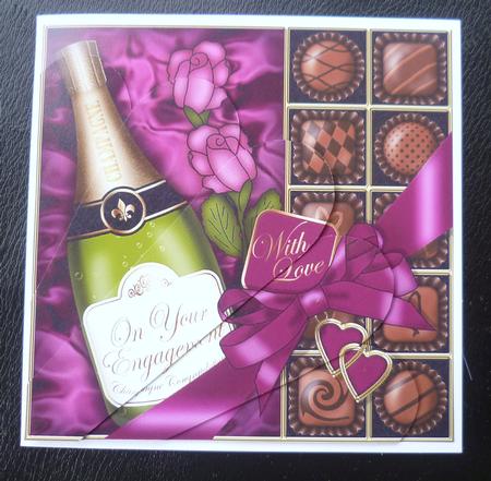 Engagement Champers Chocs N Roses Fan Pyramage Topper by Charlie Angel