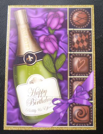 A5 Birthday Champers Chocs N Roses Pyramage Topper by Charlie Angel