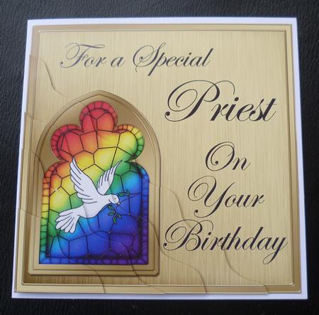 Religious Greeting Priest Birthday Wavy Corner Topper by Charlie Angel