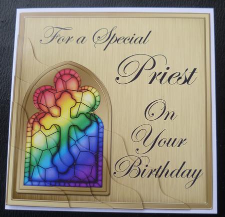 Religious Greeting Priest Birthday Wavy Corner Topper by Charlie Angel