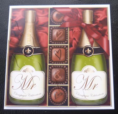 Mr & Mr Champers N Chocs Wavy Corner Side Stacker Topper by Charlie Angel