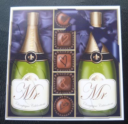 Mr & Mr Champers N Chocs Wavy Corner Side Stacker Topper by Charlie Angel