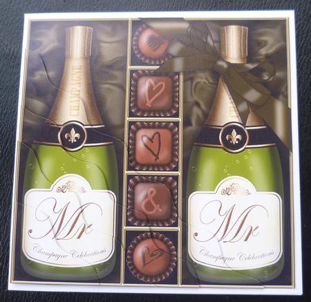 Mr & Mr Champers N Chocs Wavy Corner Side Stacker Topper by Charlie Angel