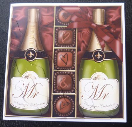 Mr & Mr Champers N Chocs Wavy Corner Side Stacker Topper by Charlie Angel