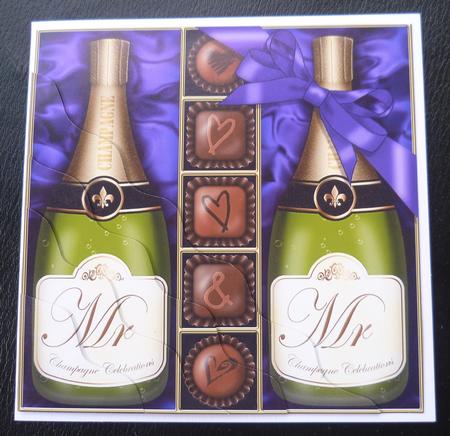 Mr & Mr Champers N Chocs Wavy Corner Side Stacker Topper by Charlie Angel