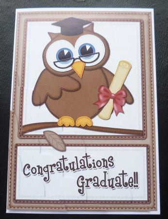 A5 Wise Owl Congratulations Graduate Felties Scallop Corner by Charlie Angel