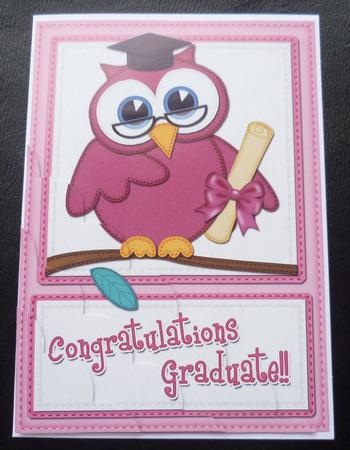 A5 Wise Owl Congratulations Graduate Felties Scallop Corner by Charlie Angel