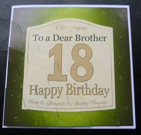 18th Birthday Brother Champagne Label Wavy Corner by Charlie Angel
