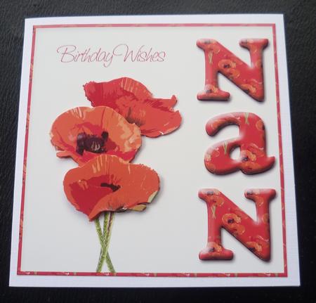 Nan Poppy Square Card Front by Charlie Angel