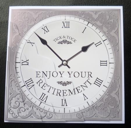 Retirement Clock Wavy Corner Side Stacker Topper by Charlie Angel