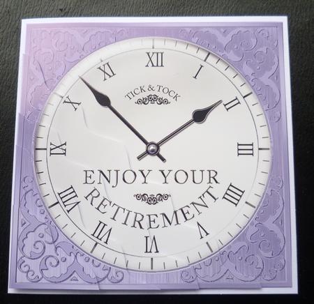Retirement Clock Wavy Corner Side Stacker Topper by Charlie Angel