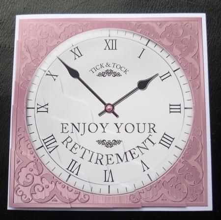 Retirement Clock Wavy Corner Side Stacker Topper by Charlie Angel