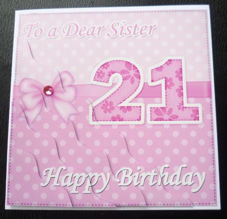 21st Birthday Sister Felties Wavy Corner Side Stacker Topper by Charlie Angel
