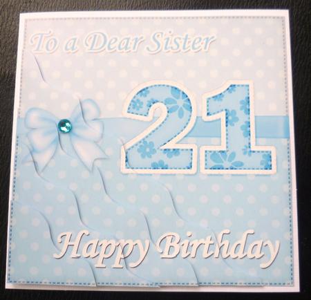 21st Birthday Sister Felties Wavy Corner Side Stacker Topper by Charlie Angel