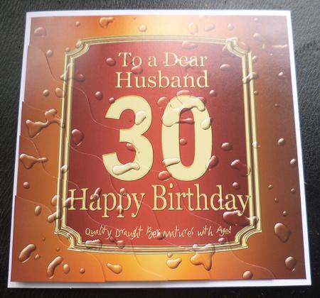 30th Birthday Husband Beer Label Wavy Corner Side Stacker To by Charlie Angel