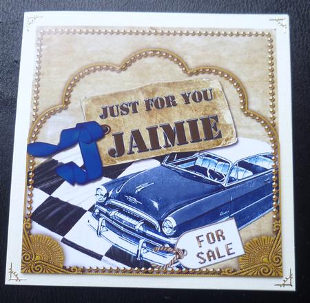 Vintage Blue Car Jaimie Scallop Topper and Base by Charlie Angel