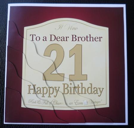 21st Birthday Brother Wine Label Wavy Corner by Charlie Angel