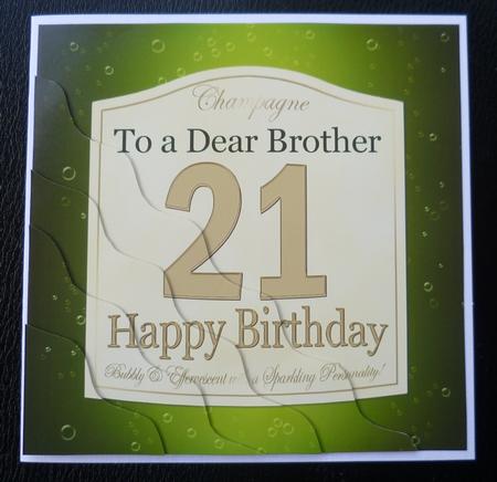 21st Birthday Brother Champagne Label Wavy Corner by Charlie Angel
