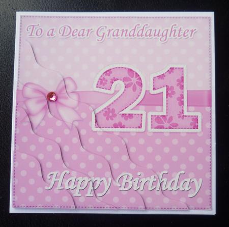 21st Birthday Granddaughter Felties Wavy Corner Side Stacker by Charlie Angel