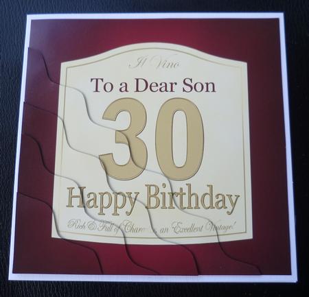 30th Birthday Son Wine Label Wavy Corner Side Stacker Topper by Charlie Angel