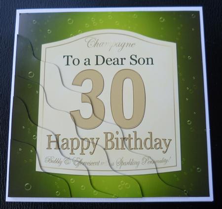 30th Birthday Son Champagne Label Wavy Corner Side Stacker T by Charlie Angel