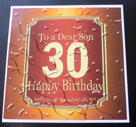 30th Birthday Son Beer Label Wavy Corner Side Stacker Topper by Charlie Angel