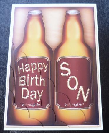 A5 Birthday Son Beer Gift Set Scallop Corner Side Stacker by Charlie Angel