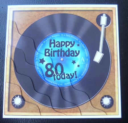 80th Birthday Record Wavy Corner Side Stacker Topper by Charlie Angel