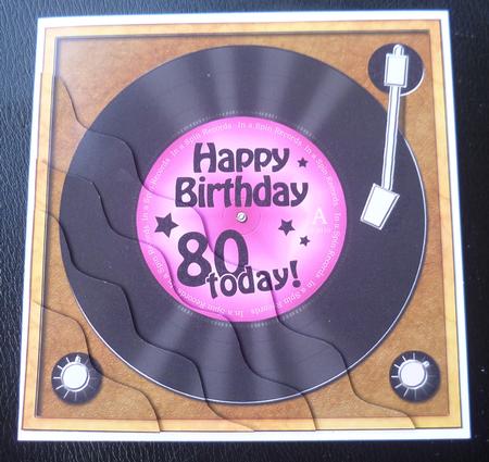 80th Birthday Record Wavy Corner Side Stacker Topper by Charlie Angel