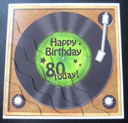 80th Birthday Record Wavy Corner Side Stacker Topper by Charlie Angel