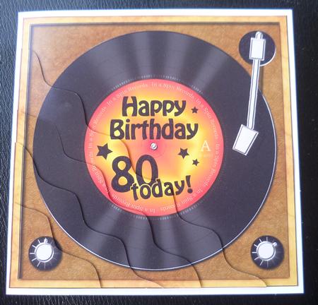 80th Birthday Record Wavy Corner Side Stacker Topper by Charlie Angel