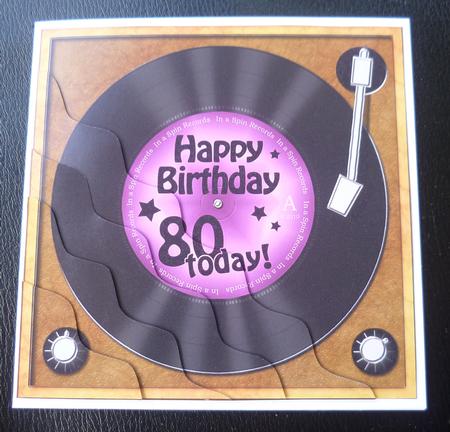 80th Birthday Record Wavy Corner Side Stacker Topper by Charlie Angel