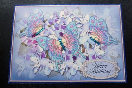 A5 Birthday Flowers N Butterfly Scallop Corner Stacker by Charlie Angel