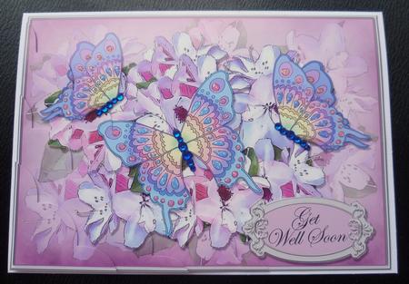 A5 Get Well Flowers N Butterfly Scallop Corner Stacker by Charlie Angel