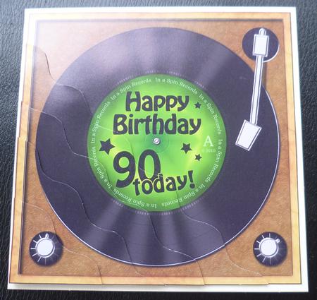 90th Birthday Record Wavy Corner Side Stacker Topper by Charlie Angel