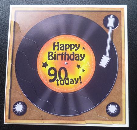 90th Birthday Record Wavy Corner Side Stacker Topper by Charlie Angel