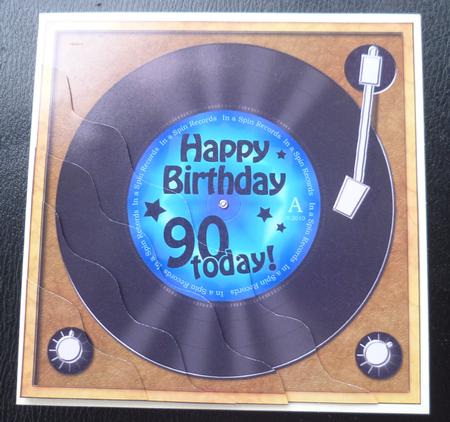 90th Birthday Record Wavy Corner Side Stacker Topper by Charlie Angel