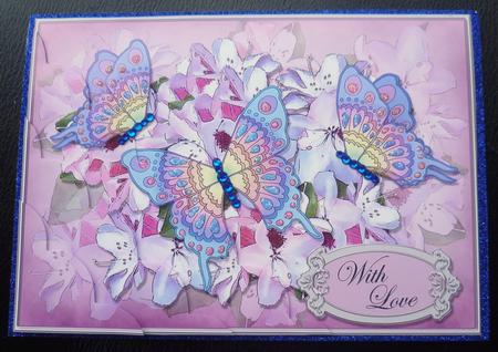 A5 with Love Flowers N Butterfly Scallop Corner Stacker by Charlie Angel
