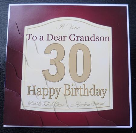 30th Birthday Grandson Wine Label Wavy Corner Side Stacker by Charlie Angel